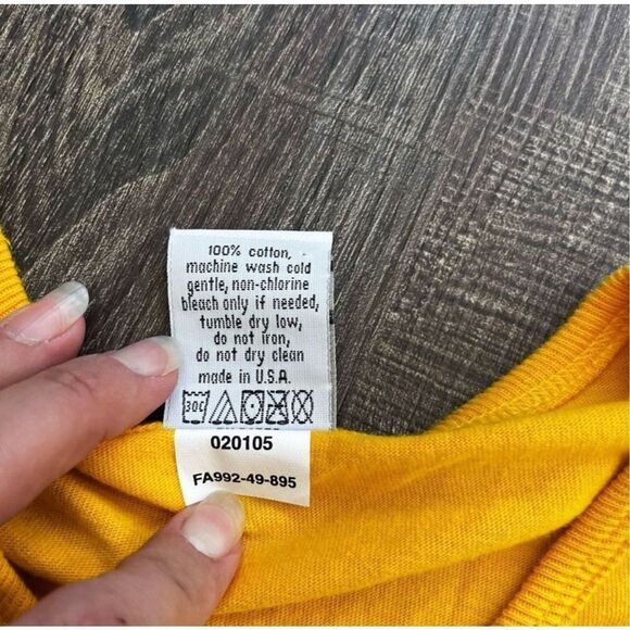 Calvin Klein Jeans Semi-Crop Yellow V-Neck Top Size M Women’s Yellow Logo - Picture 11 of 11